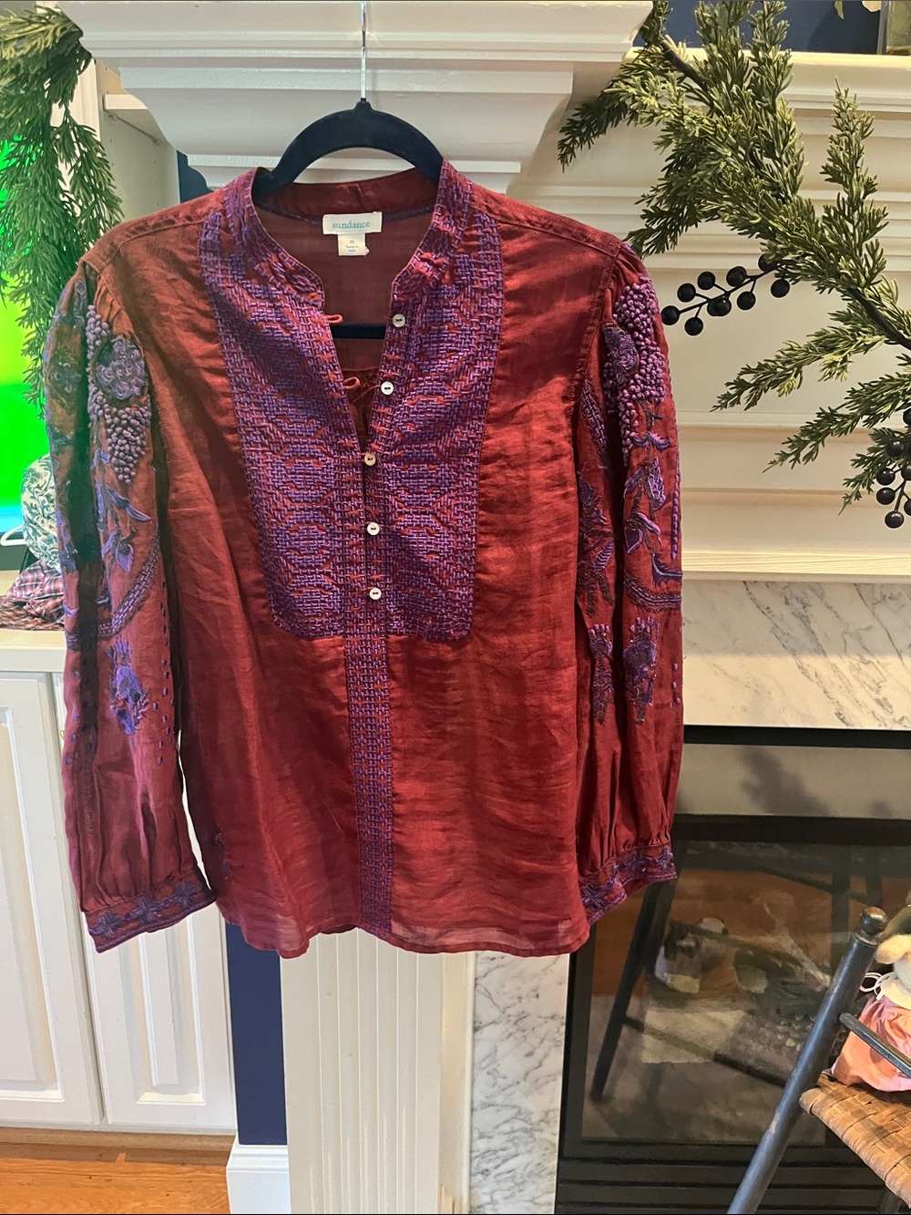 Velvet Red Embroidered Woman’s blouse by Sundance